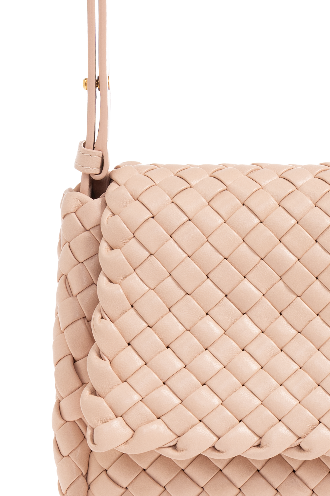 【関税込み】Bottega Veneta ピンク ミニ Cobble バッグ Bottega Veneta Pink Intrecciato Leather Mini Jodie Bag by WP